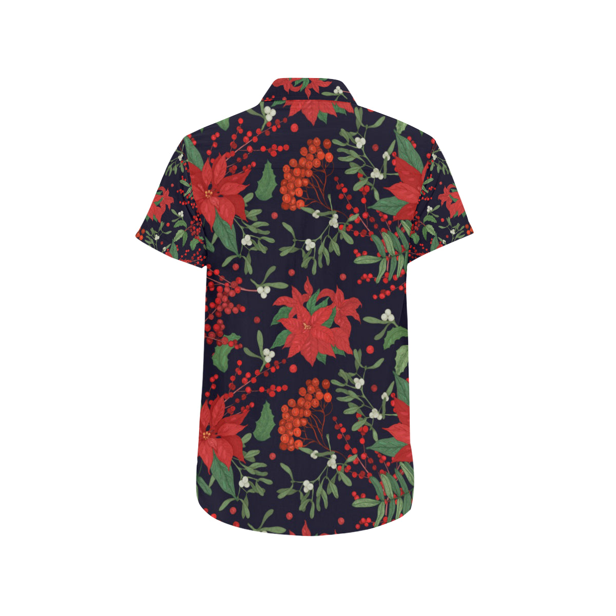 Poinsettia Pattern Print Design POT02 Men's Short Sleeve Button Up Shirt