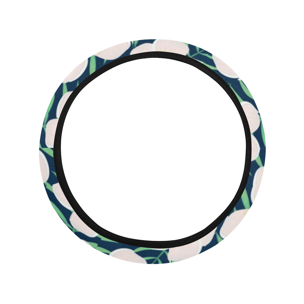 Pink Plumeria Pattern Print Design PM016 Steering Wheel Cover with Elastic Edge