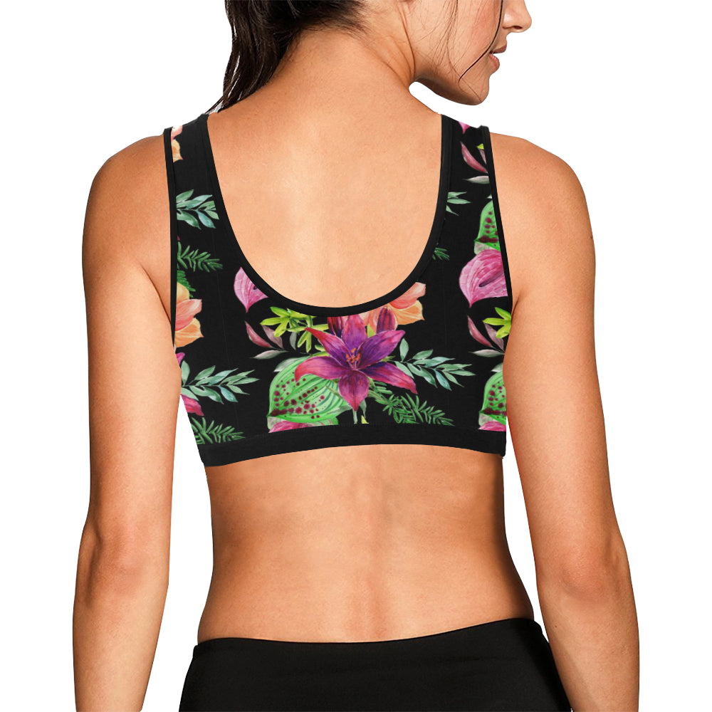 Amaryllis Pattern Print Design AL09 Sports Bra