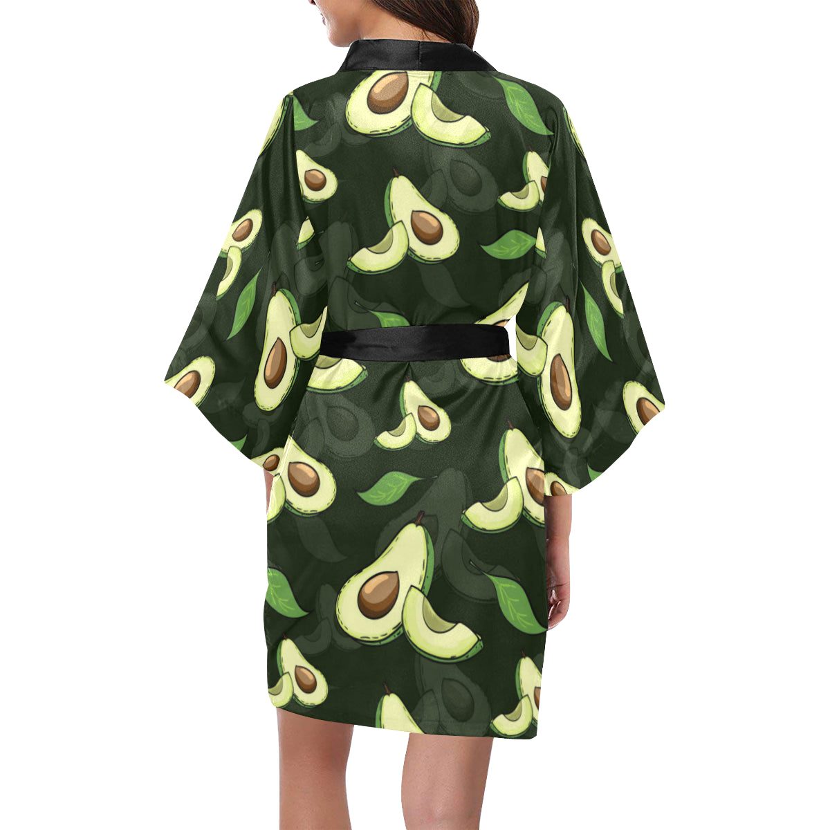 Avocado Pattern Print Design AC07 Women's Short Kimono