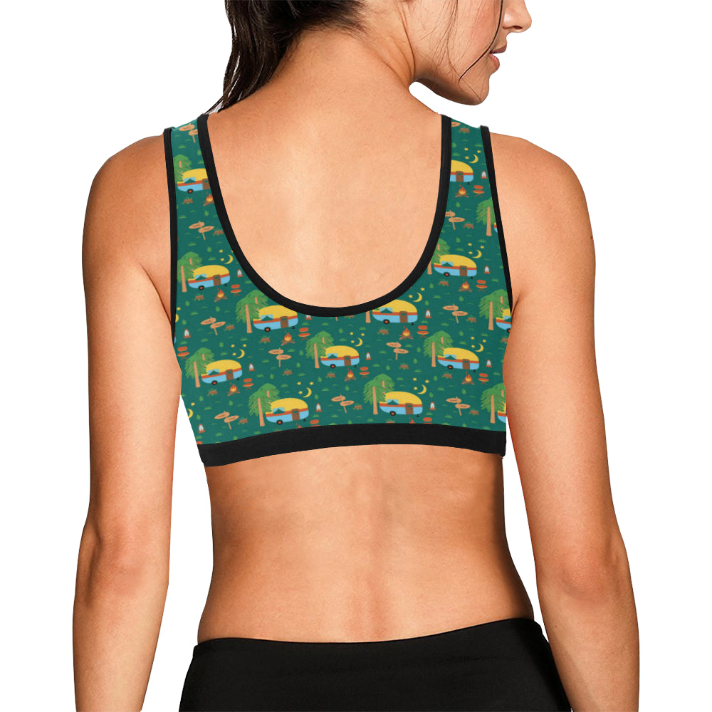 Camping Camper Pattern Print Design 06 Sports Bra