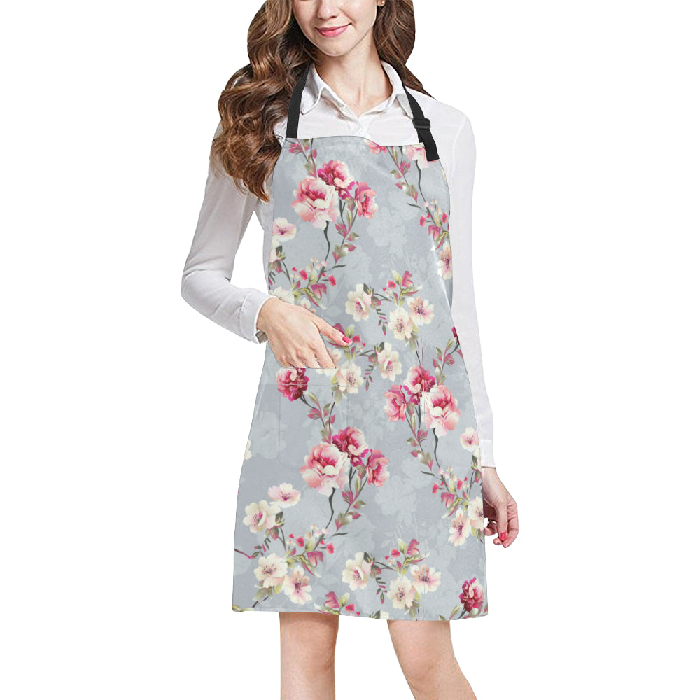 Summer Floral Pattern Print Design SF02 Apron with Pocket