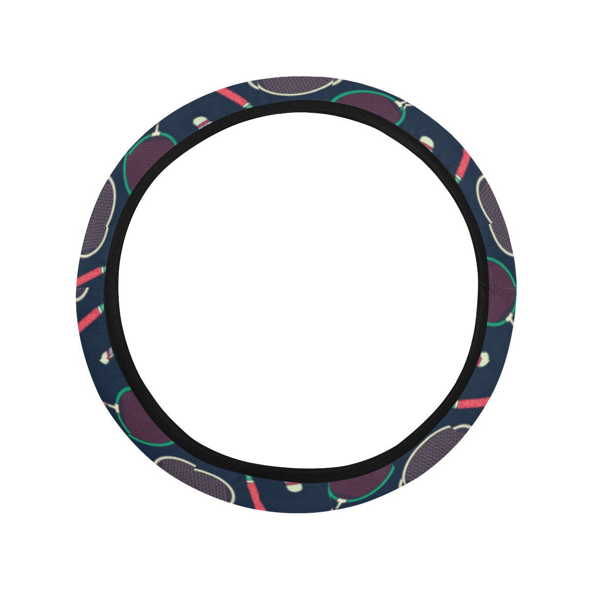 Badminton Pattern Print Design 03 Steering Wheel Cover with Elastic Edge