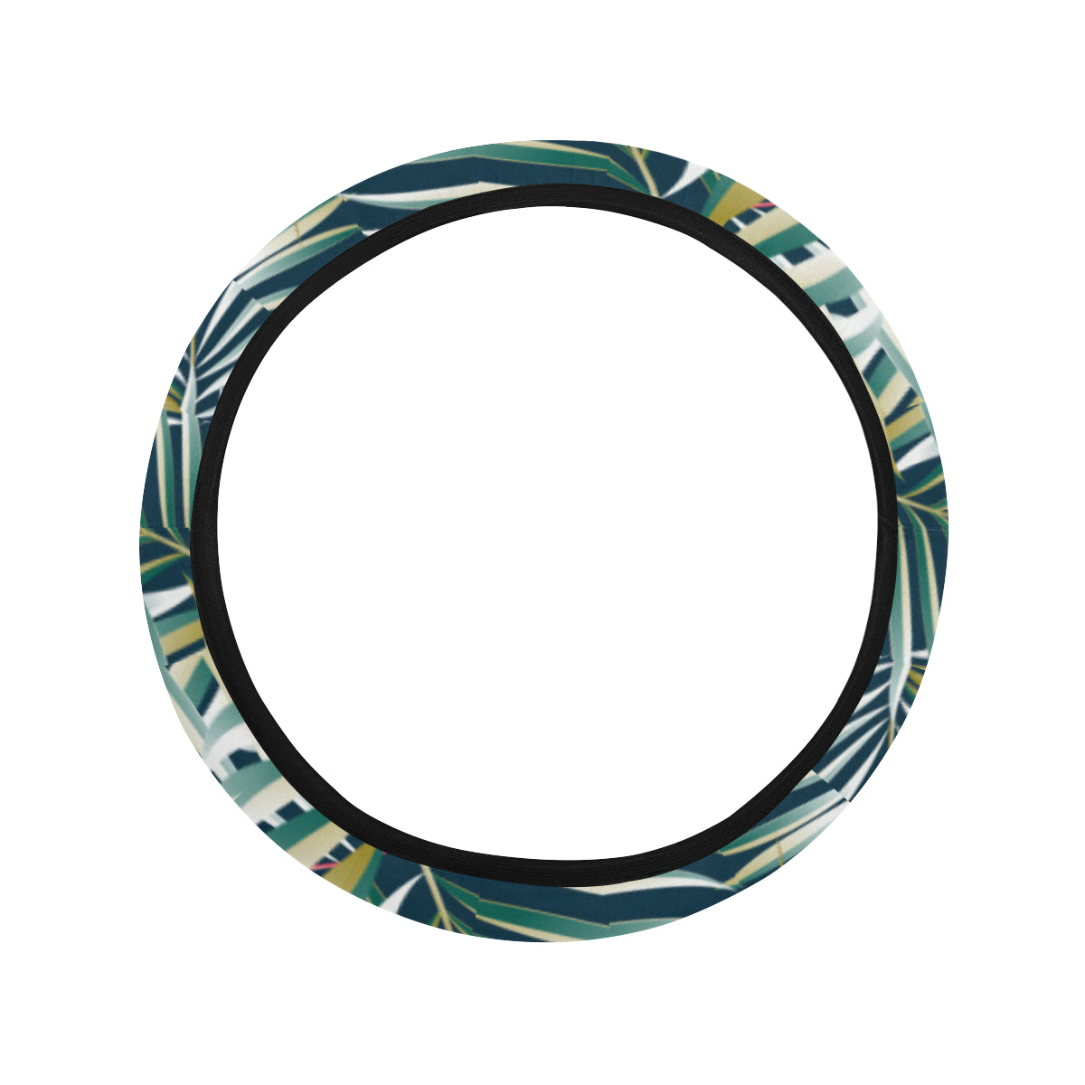 Sun Spot Tropical Palm Leaves Steering Wheel Cover with Elastic Edge