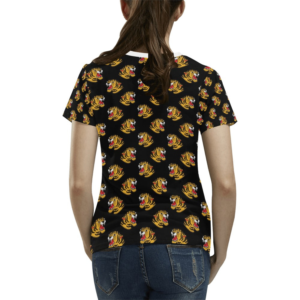Tiger Head Print Design LKS306 Women's T-shirt