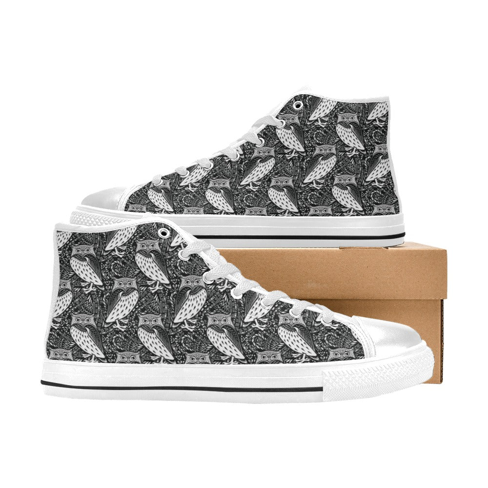 Tribal Pattern Print Design LKS308 High Top Women's White Shoes