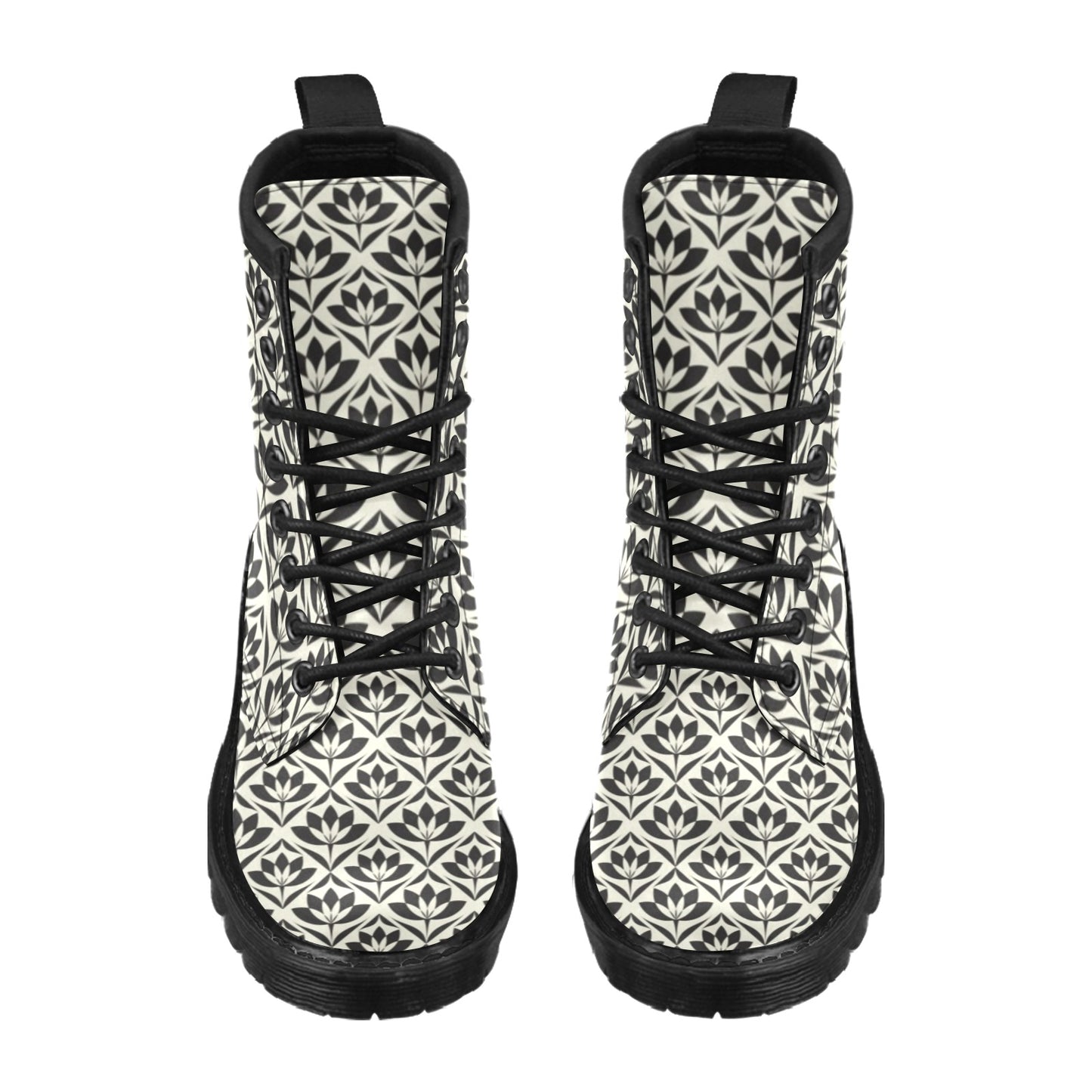 Lotus Pattern Print Women's Boots