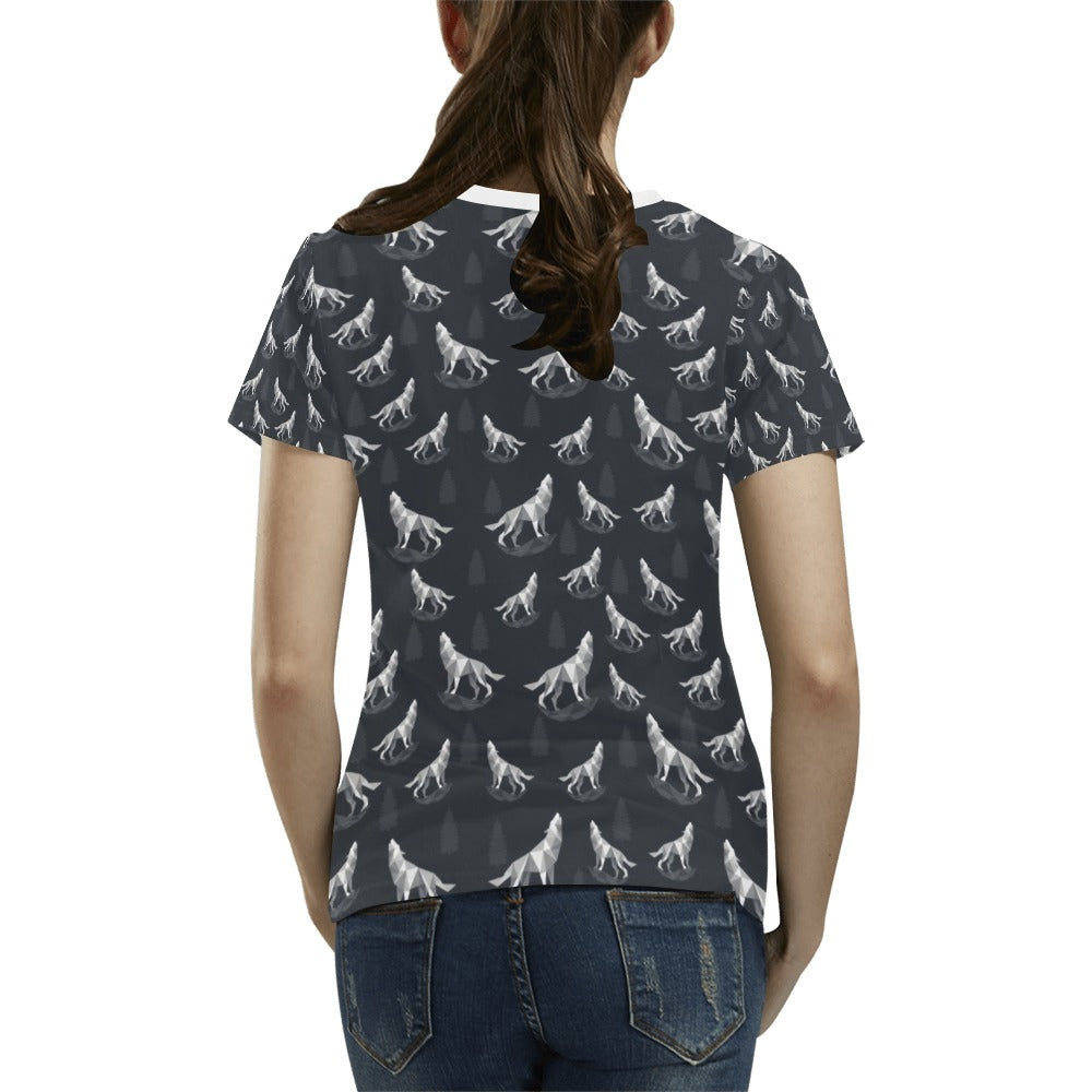 Wolf Print Design LKS303 Women's T-shirt