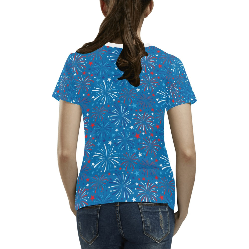 Firework Celebration Print Design LKS304 Women's T-shirt