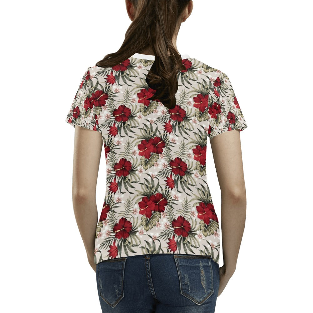 Hibiscus Print Design LKS3011 Women's T-shirt