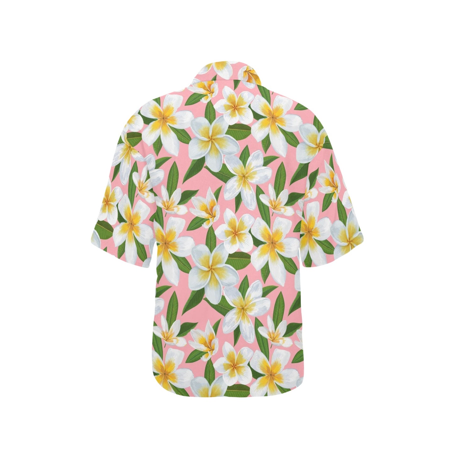 White Plumeria Pattern Print Design PM011 Women's Hawaiian Shirt