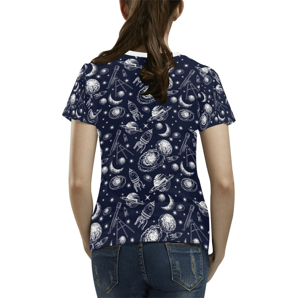 Space Rocket Print Design LKS301 Women's T-shirt