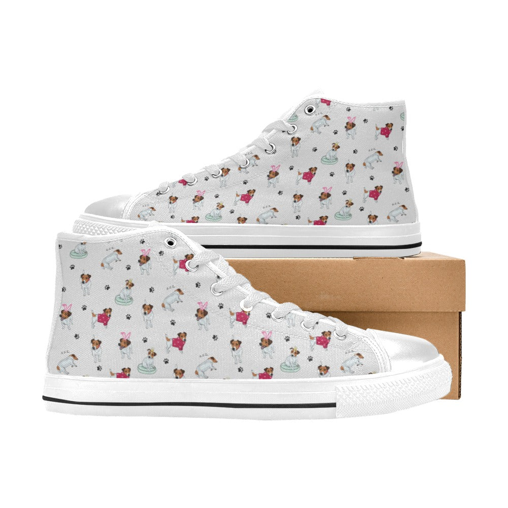 Russell Terriers Print Design LKS308 High Top Women's White Shoes
