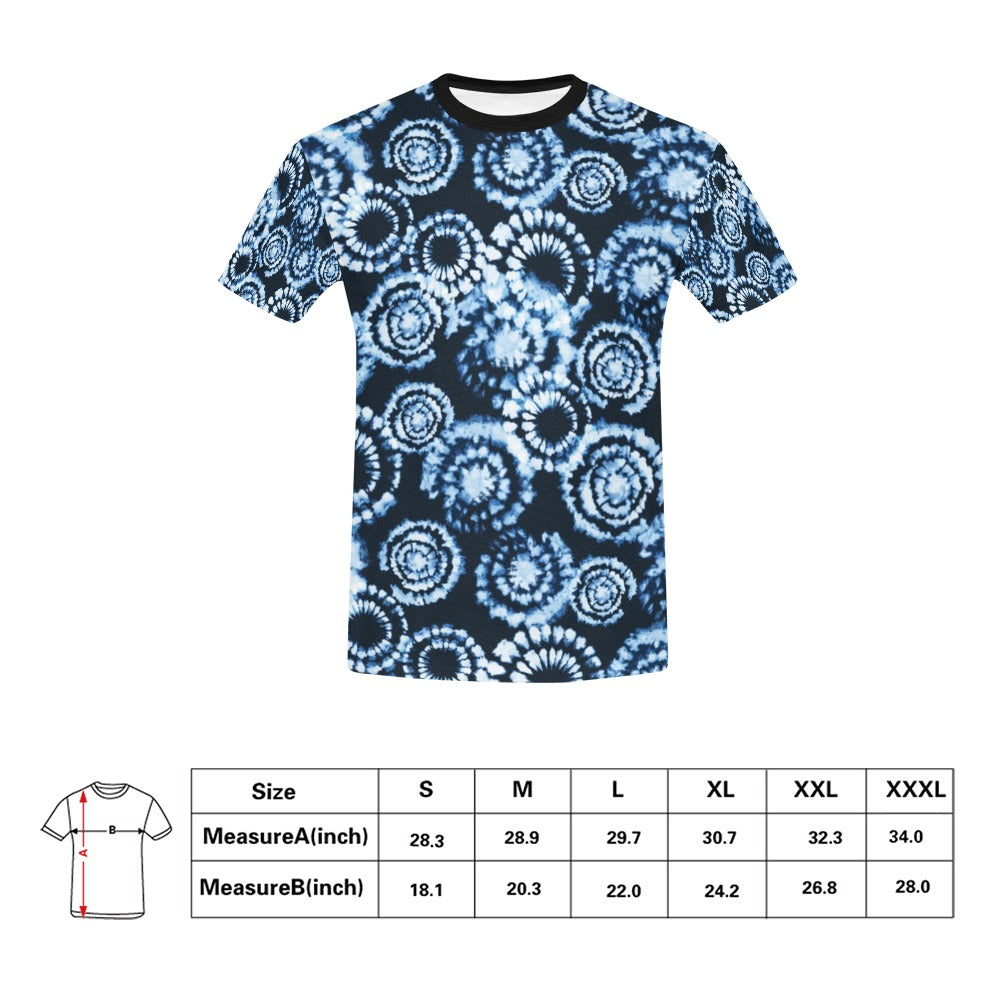 Tie Dye Dark Blue Print Design LKS306 Men's All Over Print T-shirt