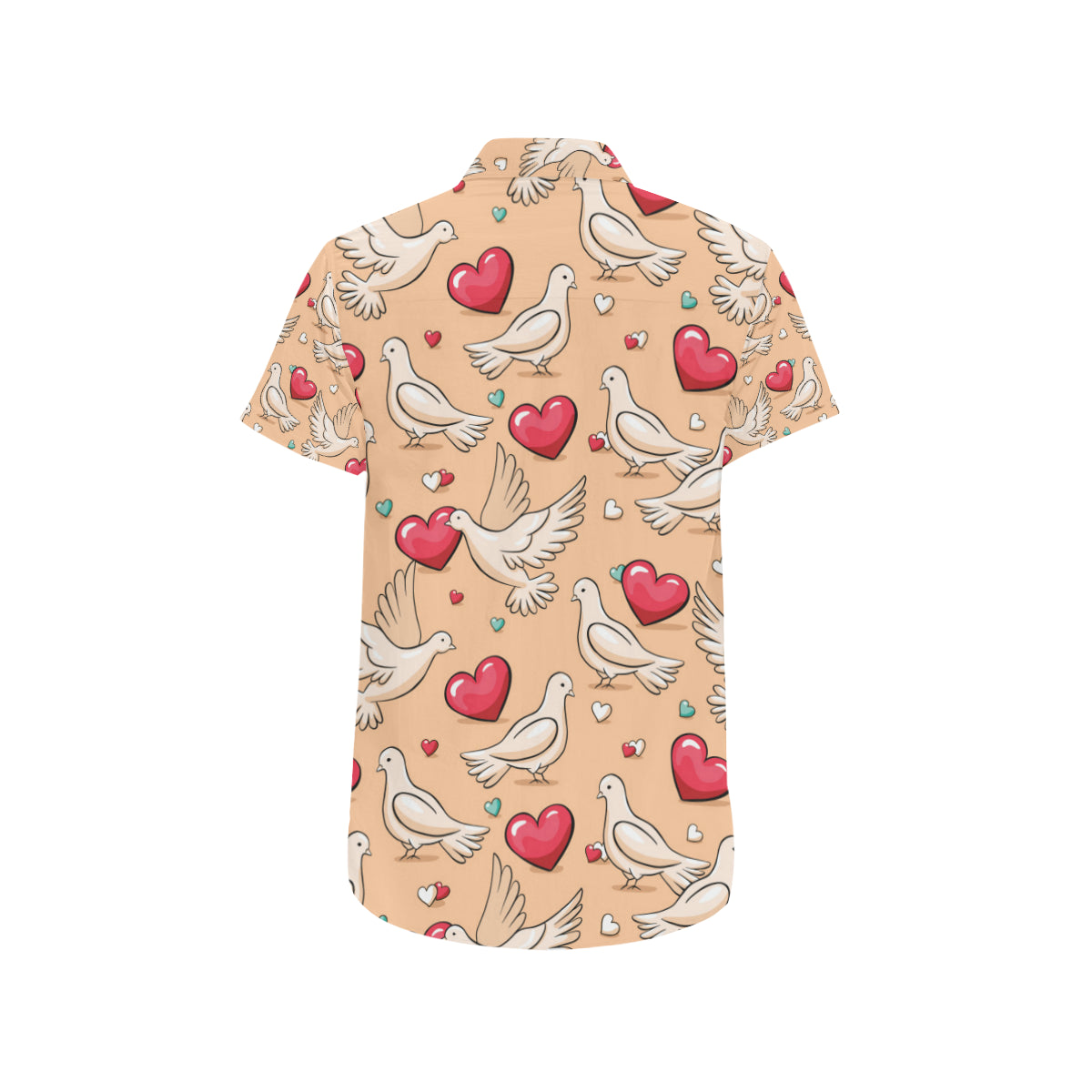 Pigeon Heart Pattern Print Design 04 Men's Short Sleeve Button Up Shirt