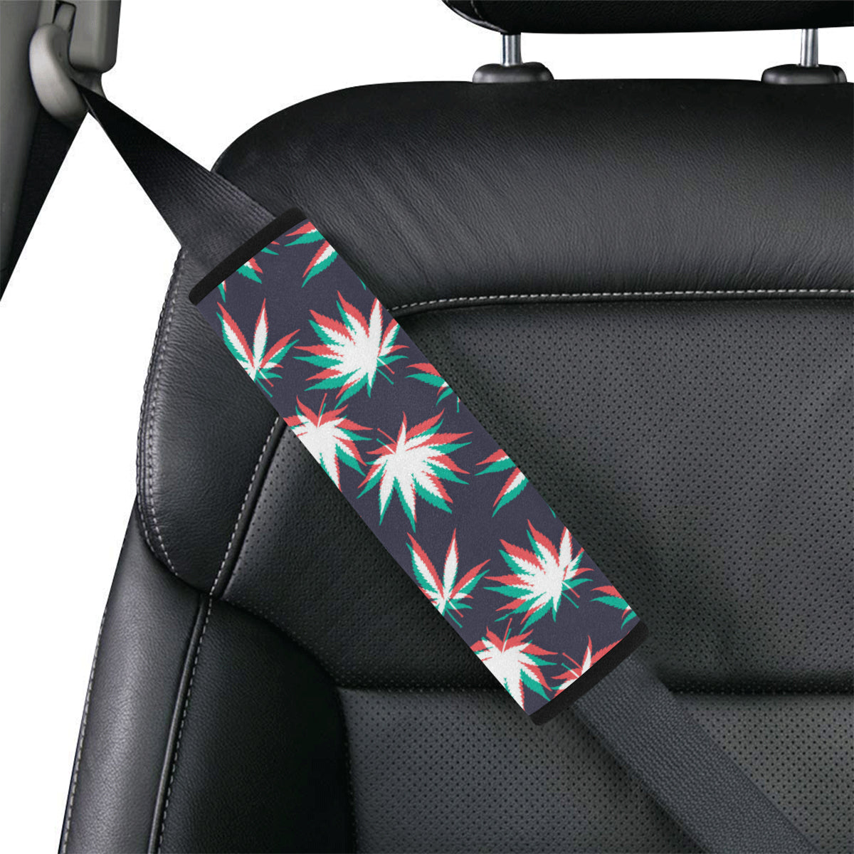 Pot Leaf Pattern Print Design A01 Car Seat Belt Cover
