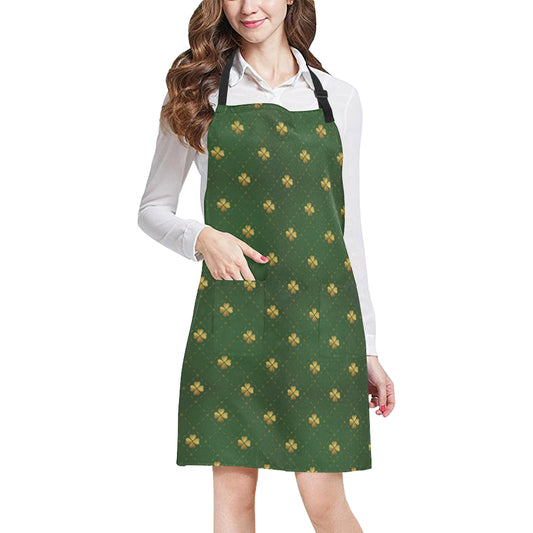 Clover Pattern Print Design 01 Apron with Pocket