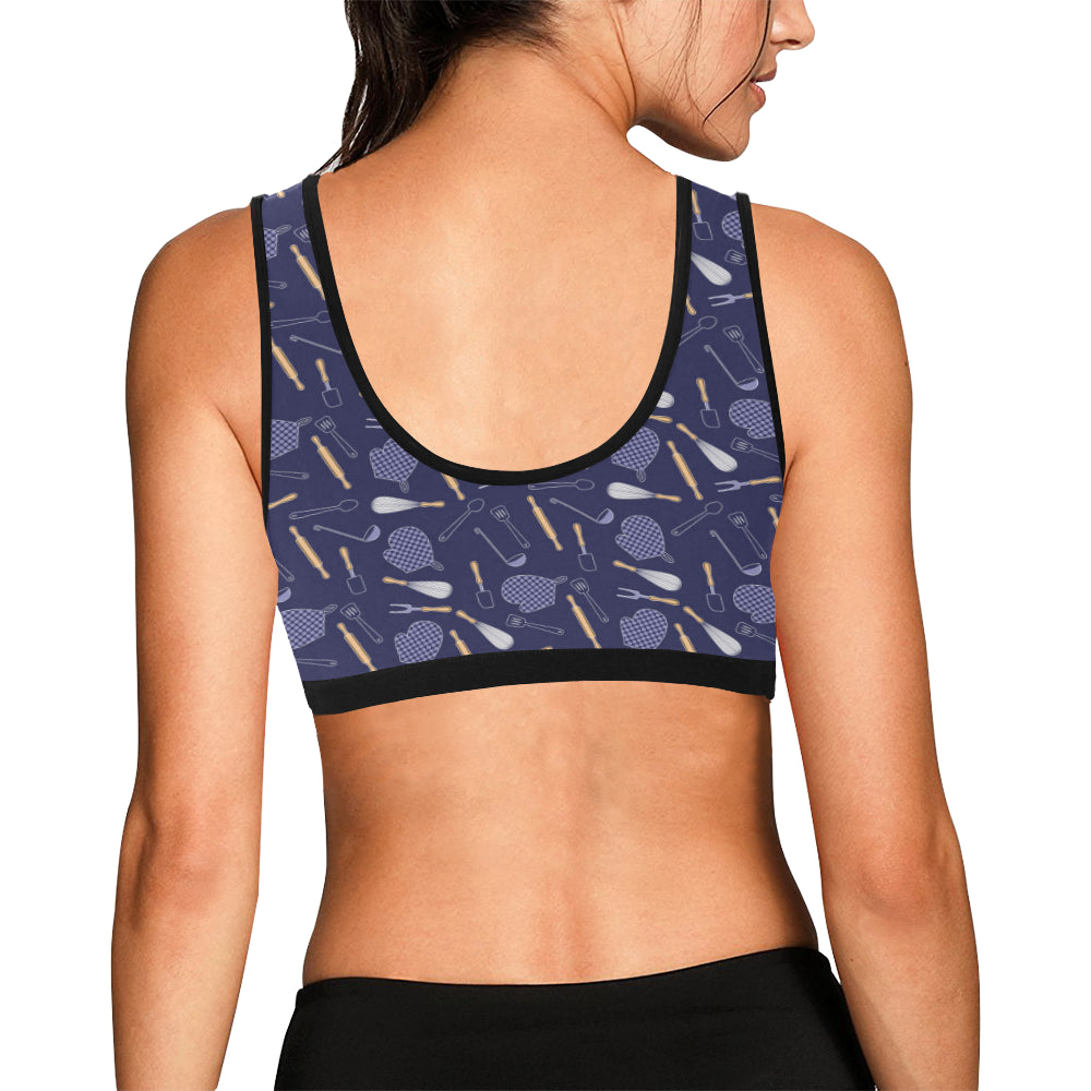 Cooking Kitchen Tools Pattern Print Design 04 Sports Bra