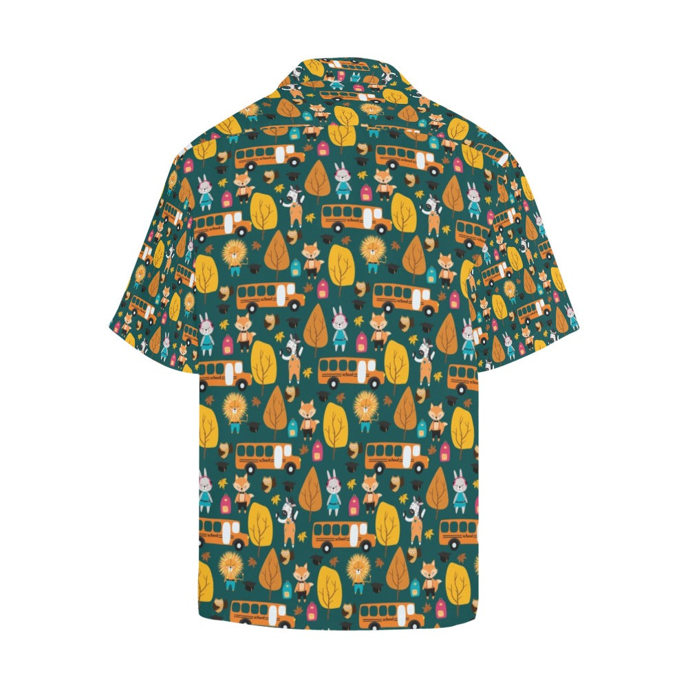 School Bus Print Design LKS309 Men's Hawaiian Shirt