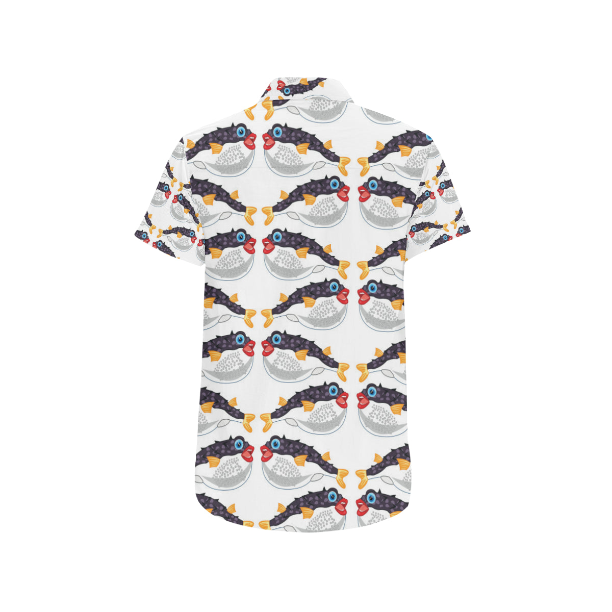 Fugu Pattern Print Design 03 Men's Short Sleeve Button Up Shirt