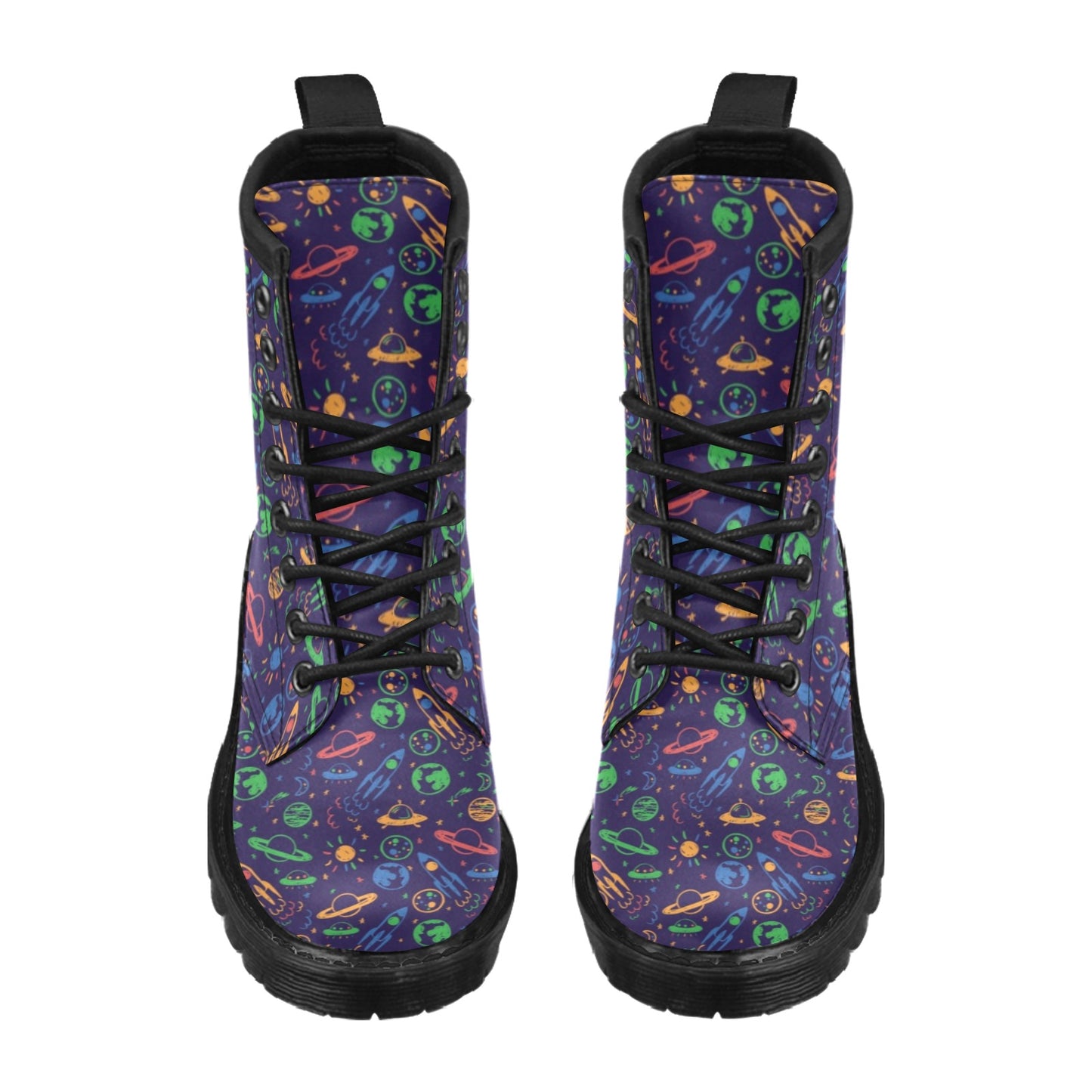 UFO Space Rocket Print Design LKS302 Women's Boots