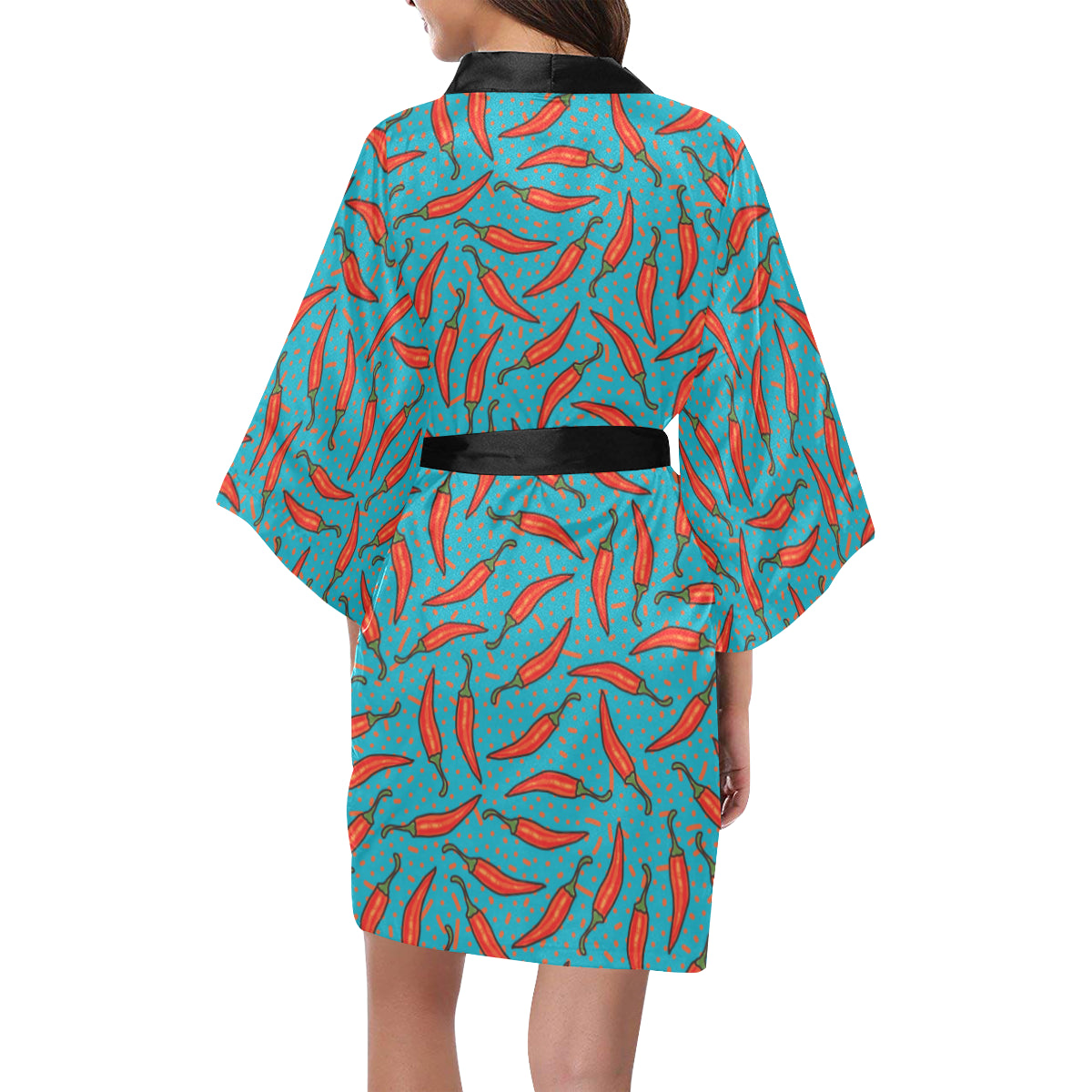 Chilli Pepper Pattern Print Design 05 Women's Short Kimono