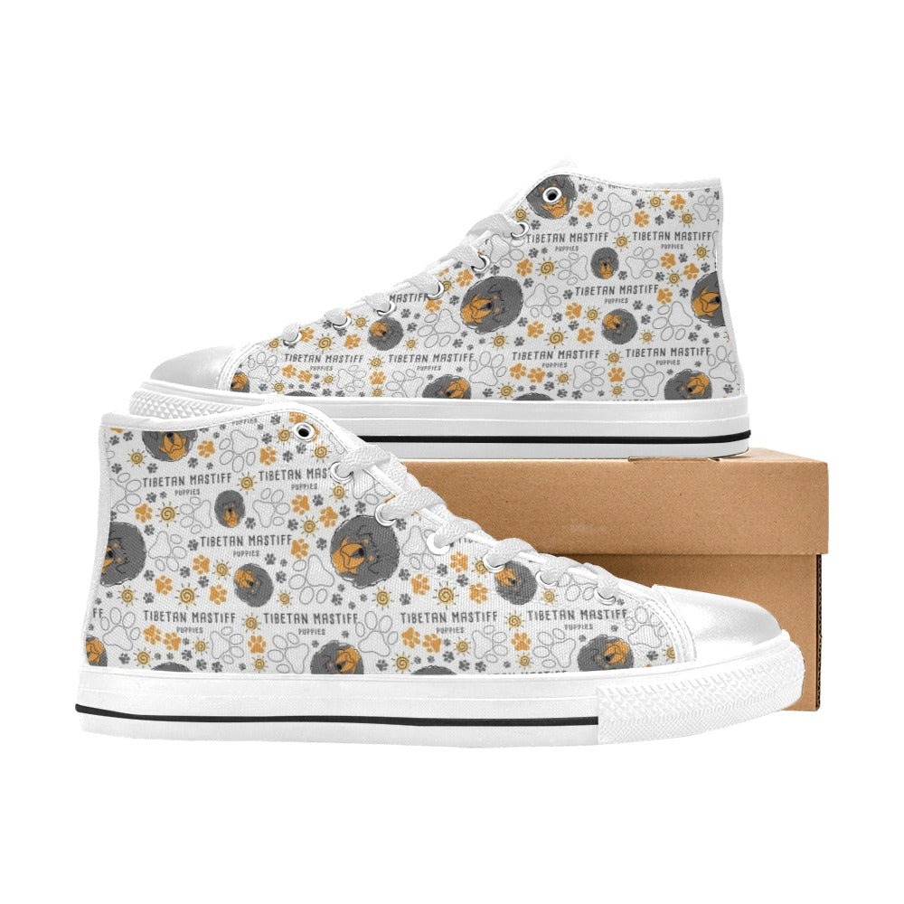 Tibetan Mastiffs Print Design LKS302 High Top Women's White Shoes