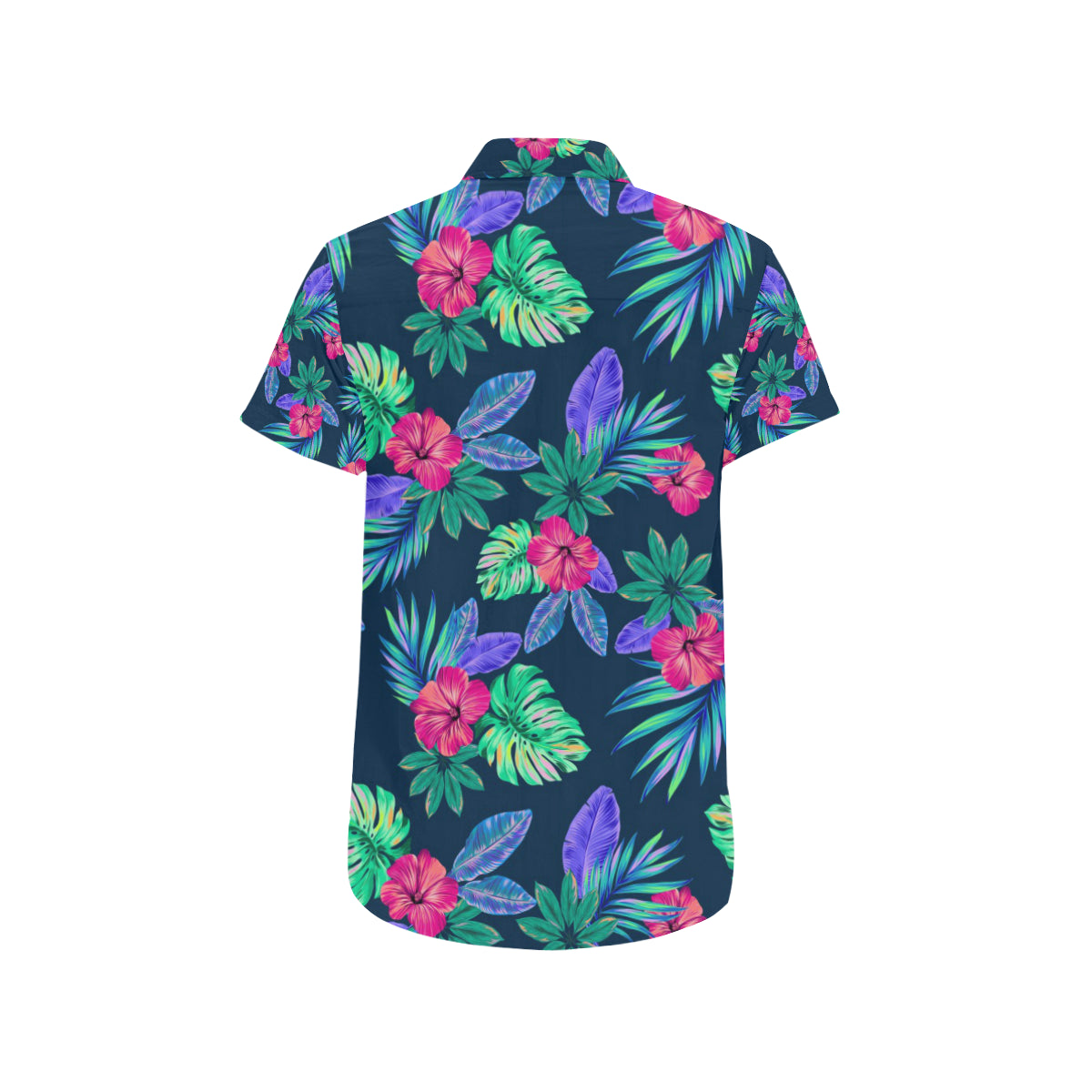 Tropical Flower Pattern Print Design TF09 Men's Short Sleeve Button Up Shirt
