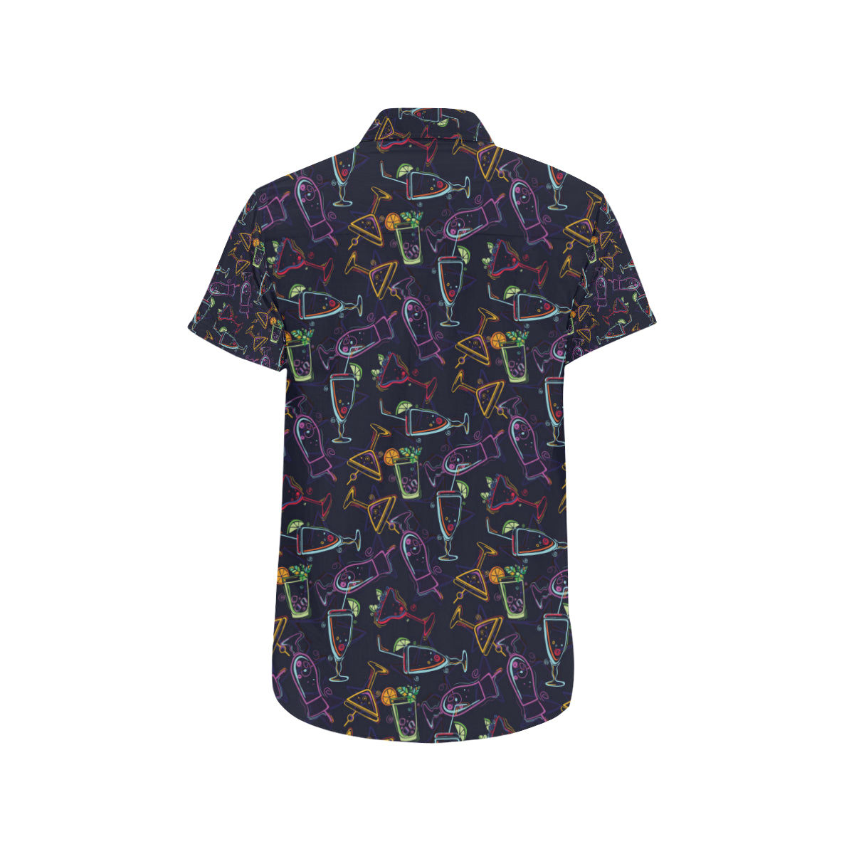 Cocktail Pattern Print Design 04 Men's Short Sleeve Button Up Shirt