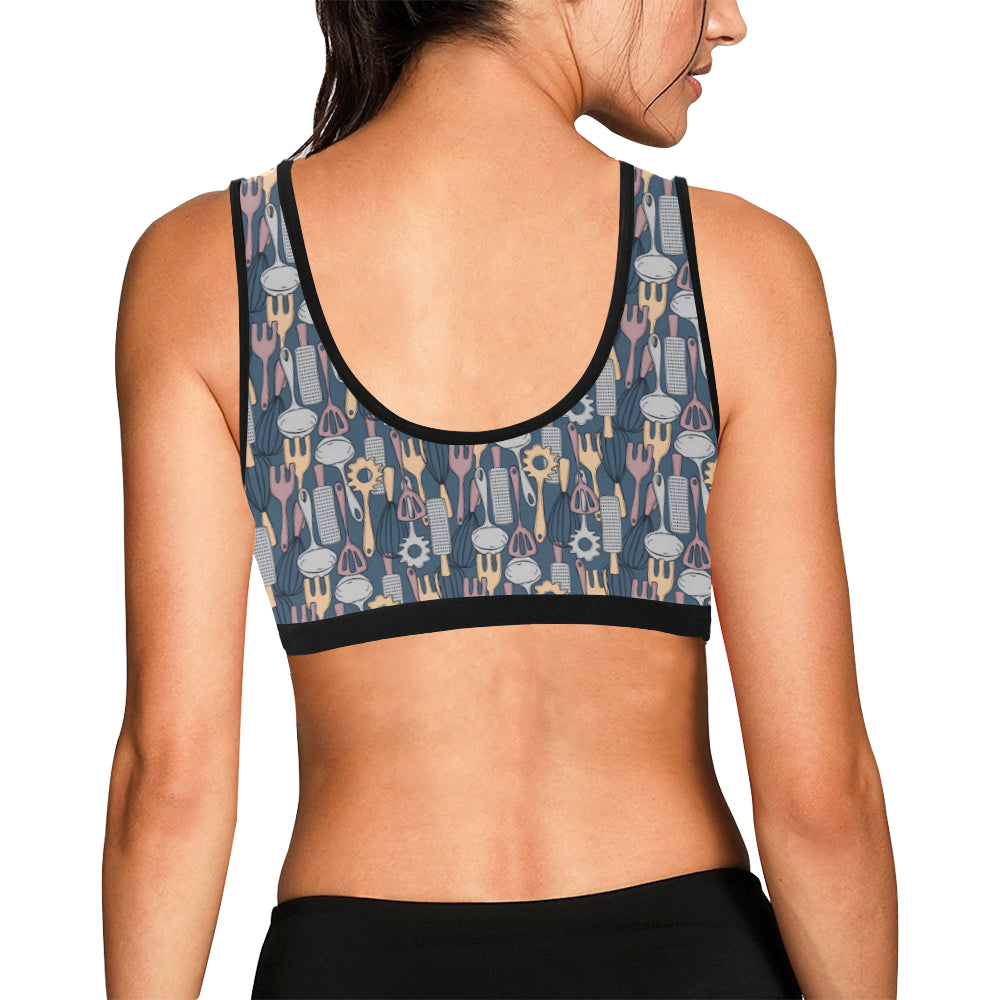 Cooking Kitchen Tools Pattern Print Design 05 Sports Bra