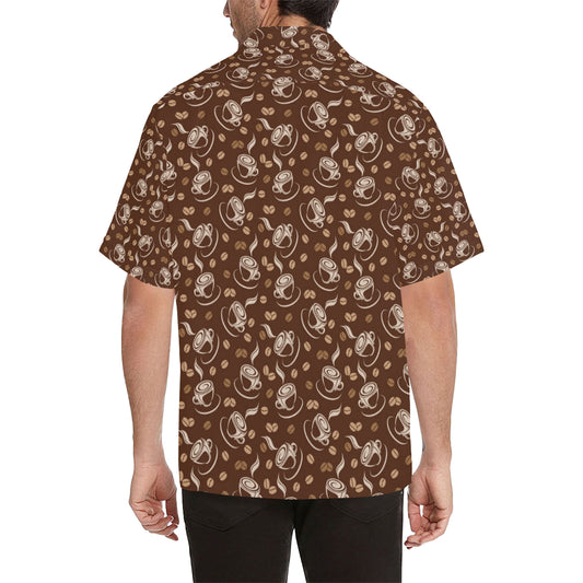 Coffee Pattern Print Design 03 Men's Hawaiian Shirt