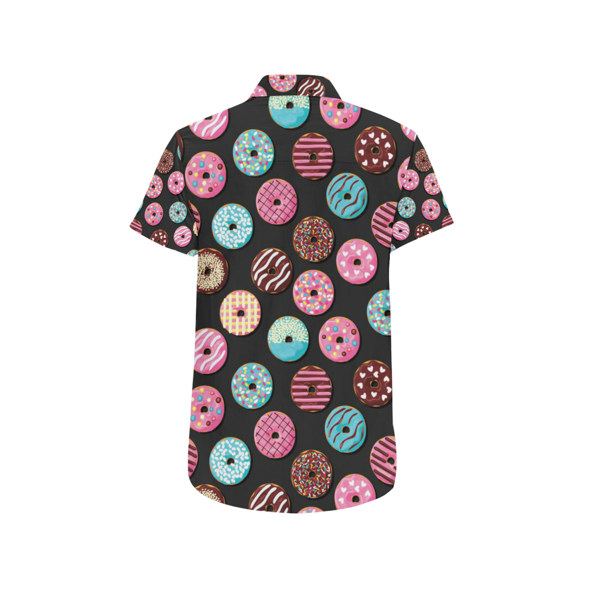 Donut Pattern Print Design DN02 Men's Short Sleeve Button Up Shirt