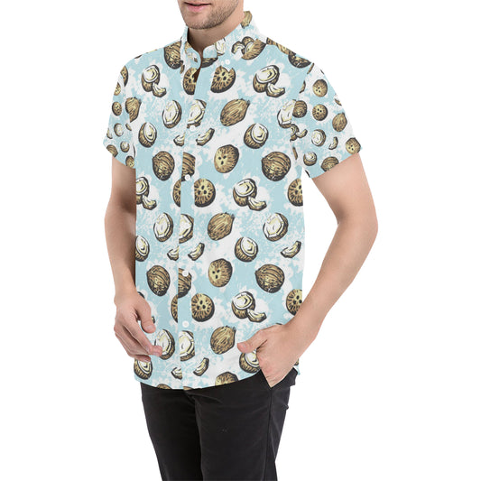 Coconut Pattern Print Design CN01 Men's Short Sleeve Button Up Shirt