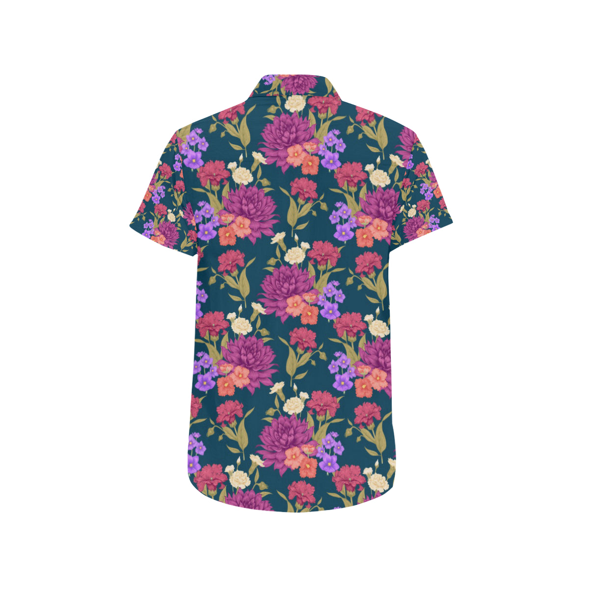 Dahlia Pattern Print Design DH01 Men's Short Sleeve Button Up Shirt