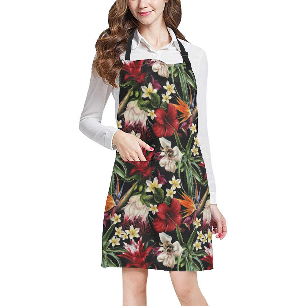 Summer Floral Pattern Print Design SF03 Apron with Pocket