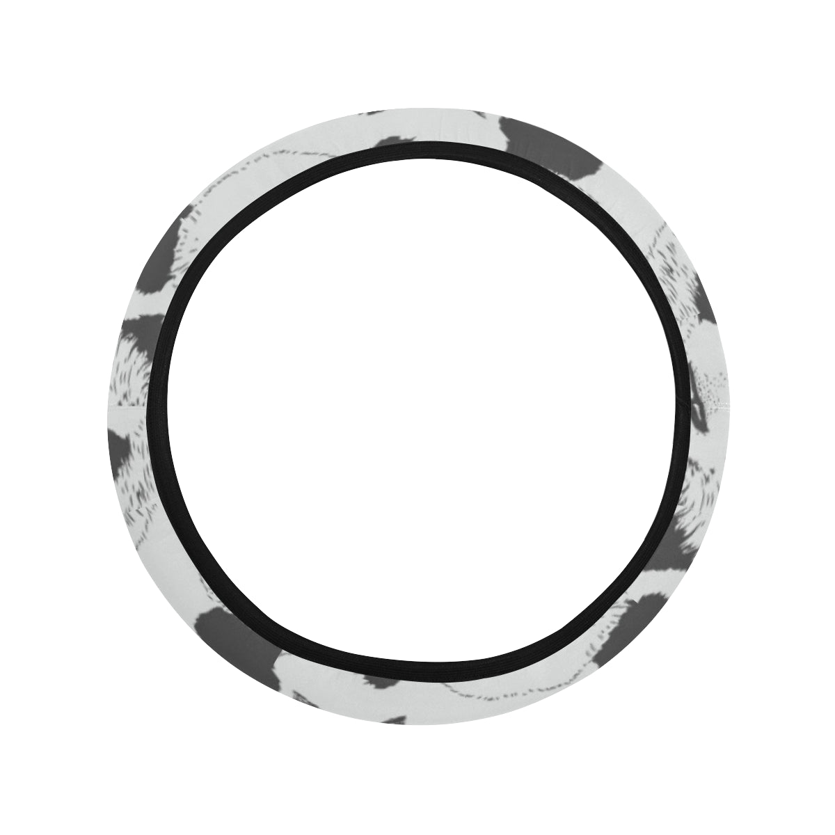 Panda Pattern Print Design A02 Steering Wheel Cover with Elastic Edge