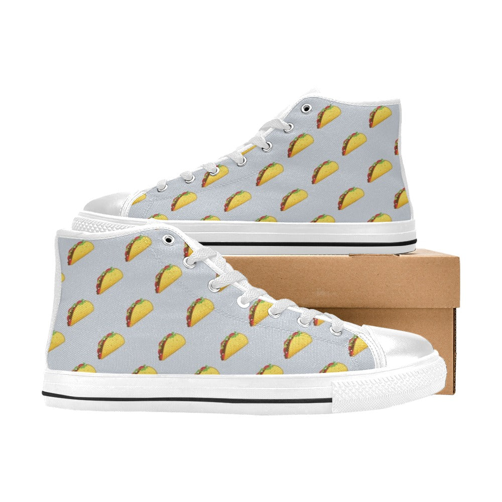 Taco Print Design LKS304 High Top Women's White Shoes
