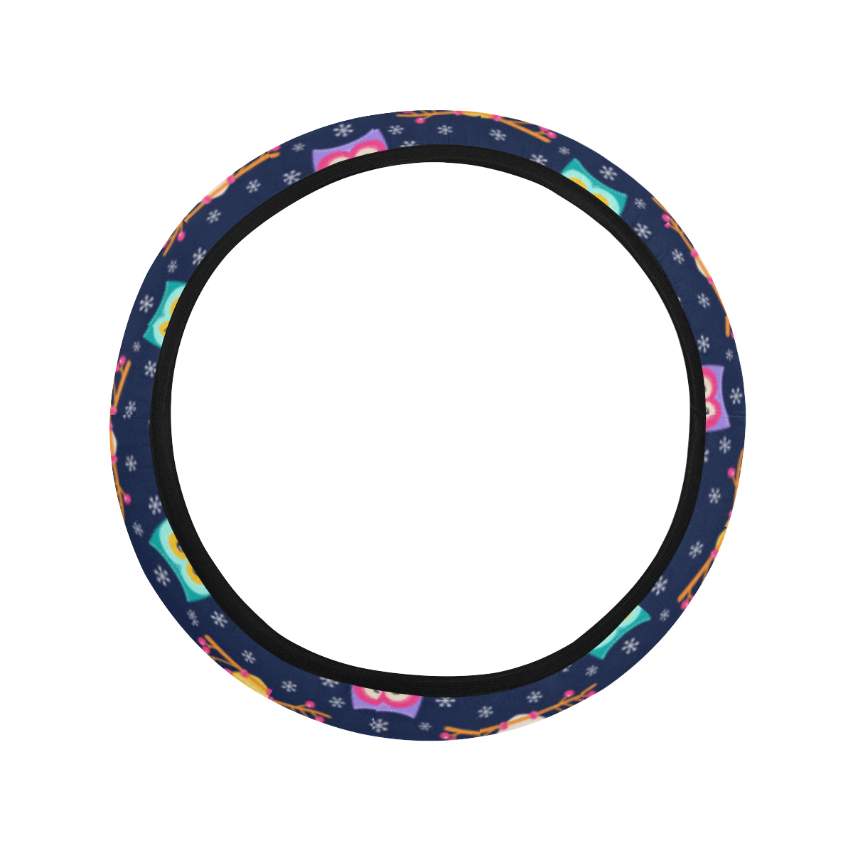 Owl Cute Themed Design Print Steering Wheel Cover with Elastic Edge