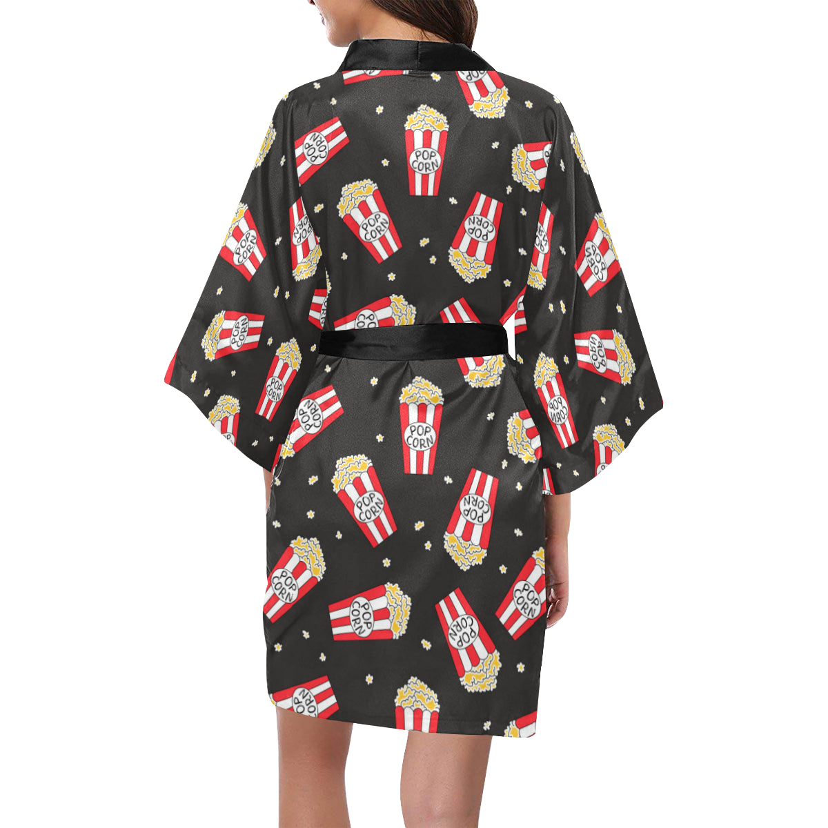 Popcorn Pattern Print Design A01 Women's Short Kimono
