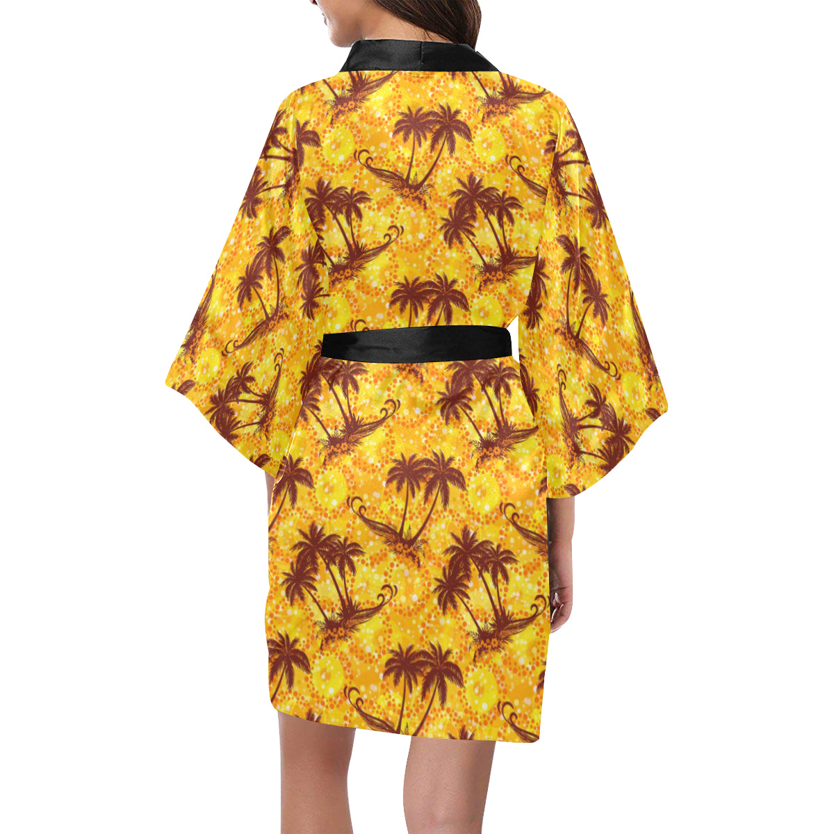 Palm Tree Pattern Print Design PT012 Women Kimono Robe