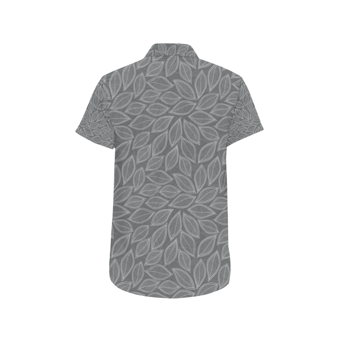Elm Leave Grey Print Pattern Men's Short Sleeve Button Up Shirt