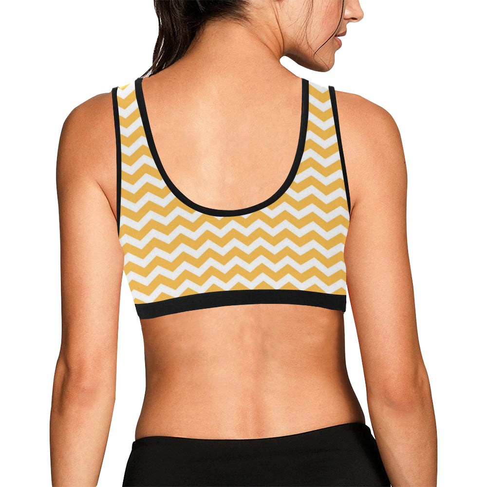 Chevron Orange Pattern Print Design 01 Sports Bra