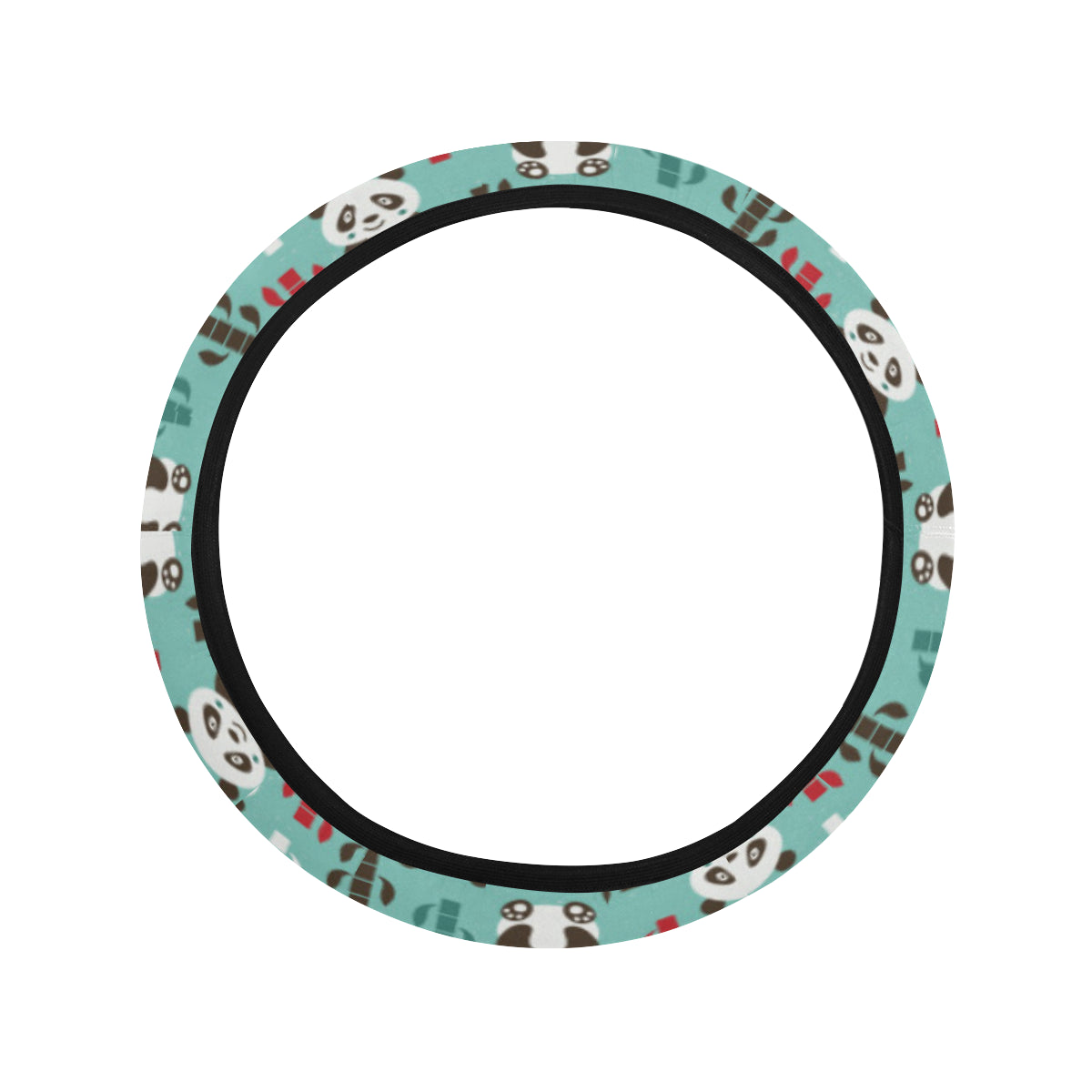Panda Bear Cute Themed Print Steering Wheel Cover with Elastic Edge