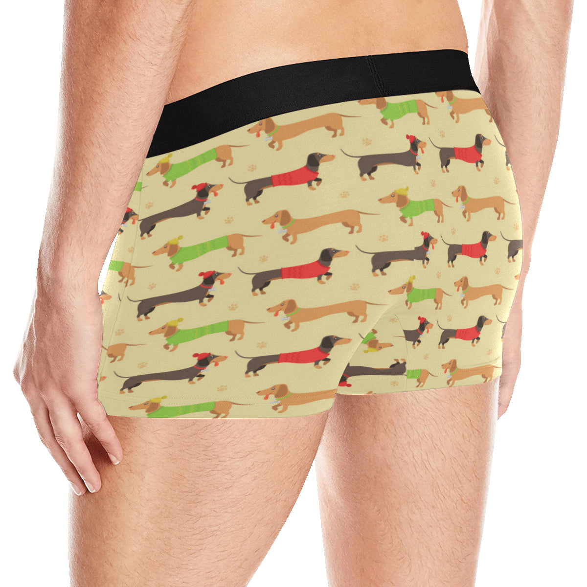 Dachshund Pattern Print Design 06 Men's Boxer Briefs