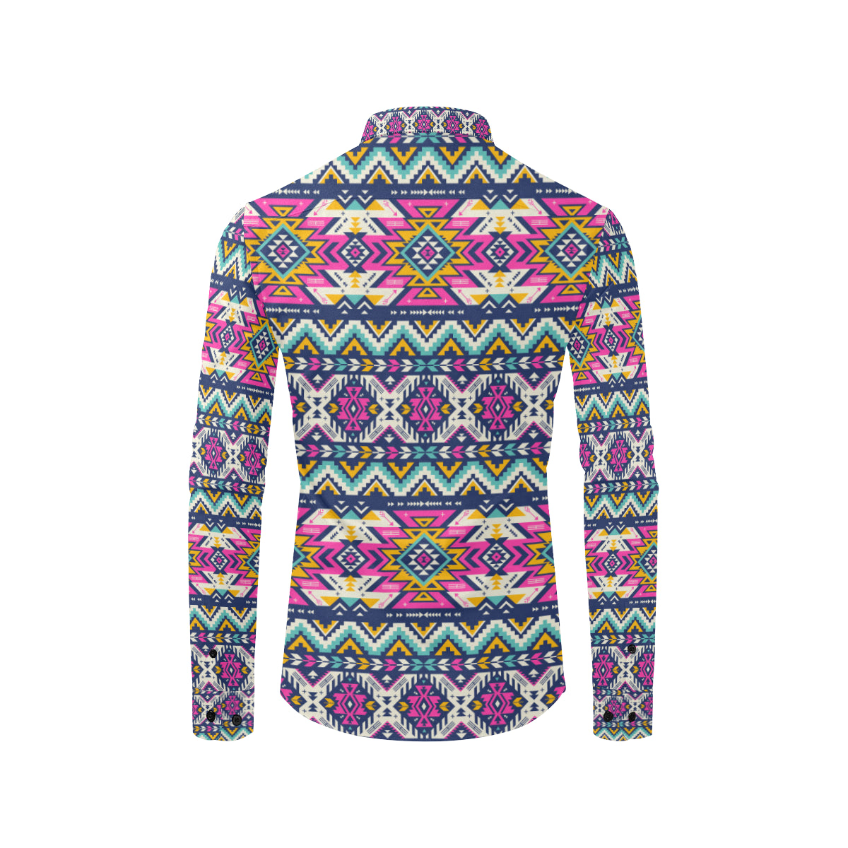 Aztec Pink Geometric Print Pattern Men's Long Sleeve Shirt