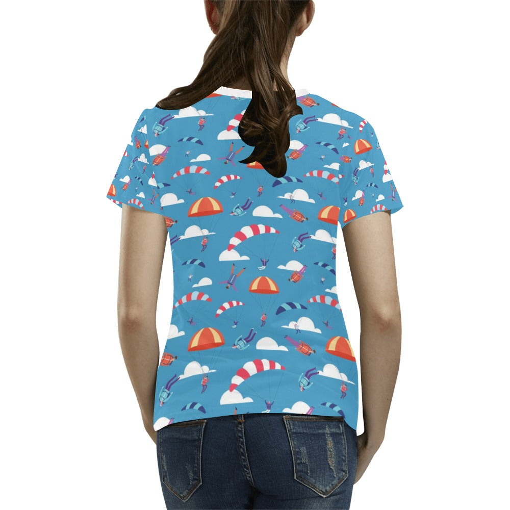 Skydiver Print Design LKS306 Women's T-shirt