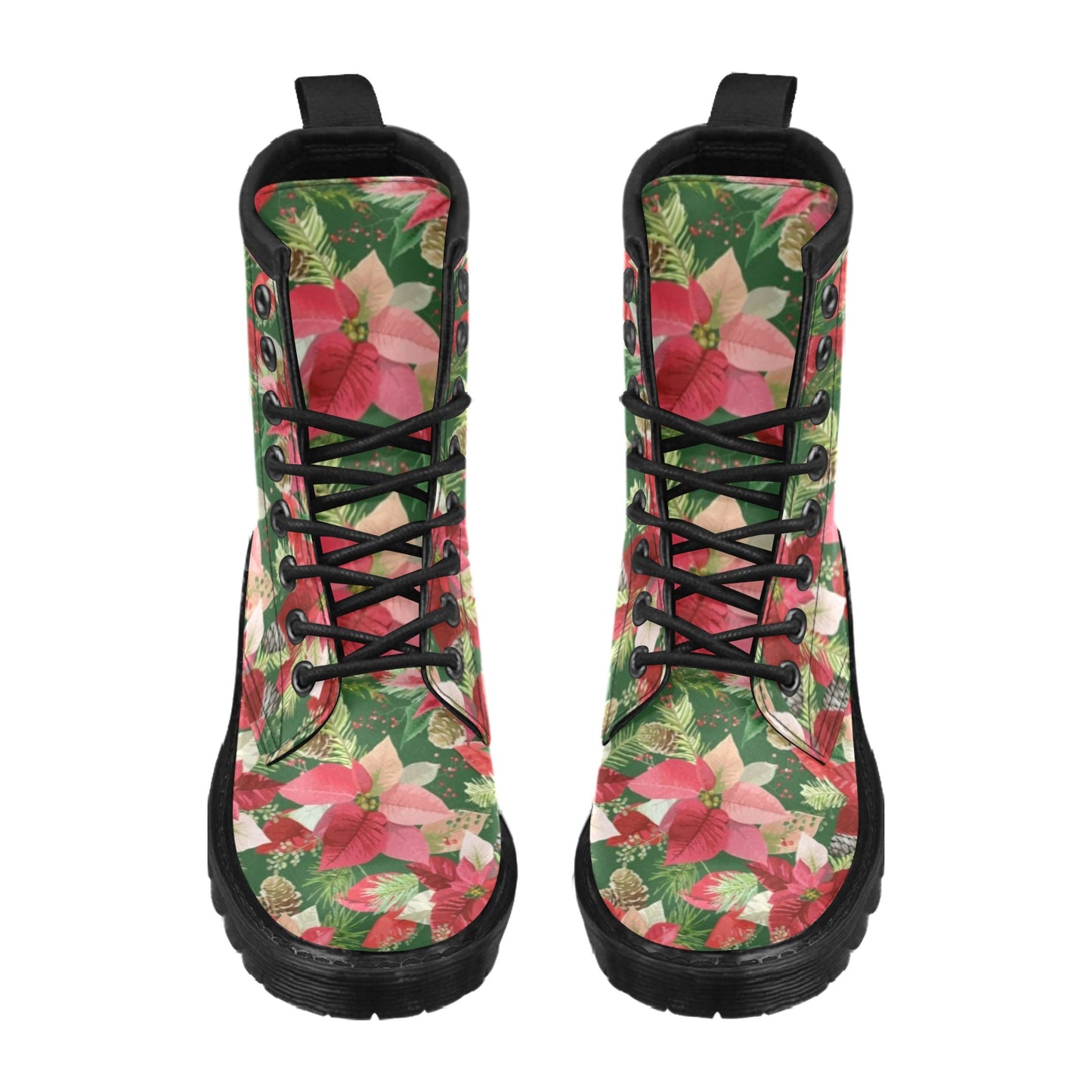 Poinsettia Pattern Print Design POT03 Women's Boots