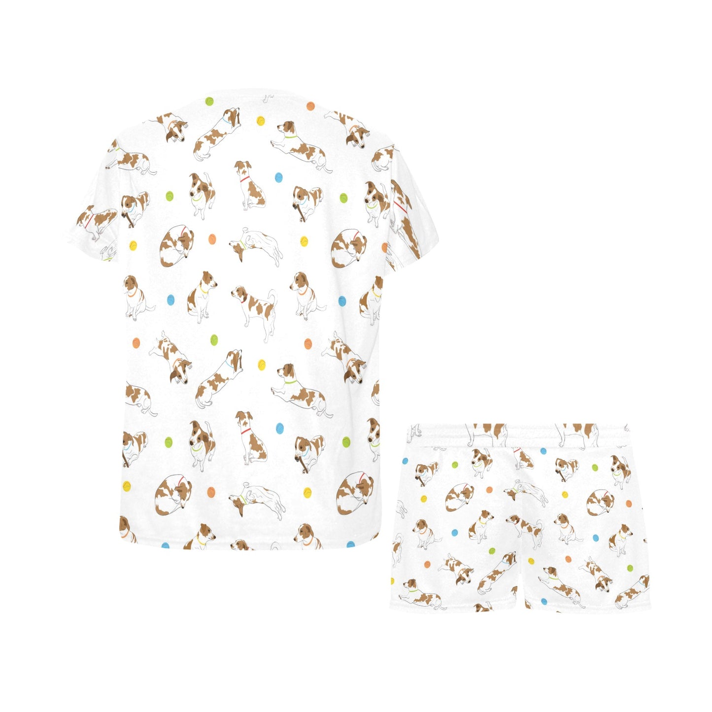 Russell Terriers With Balls Print Design LKS307 Women's Short Pajama Set