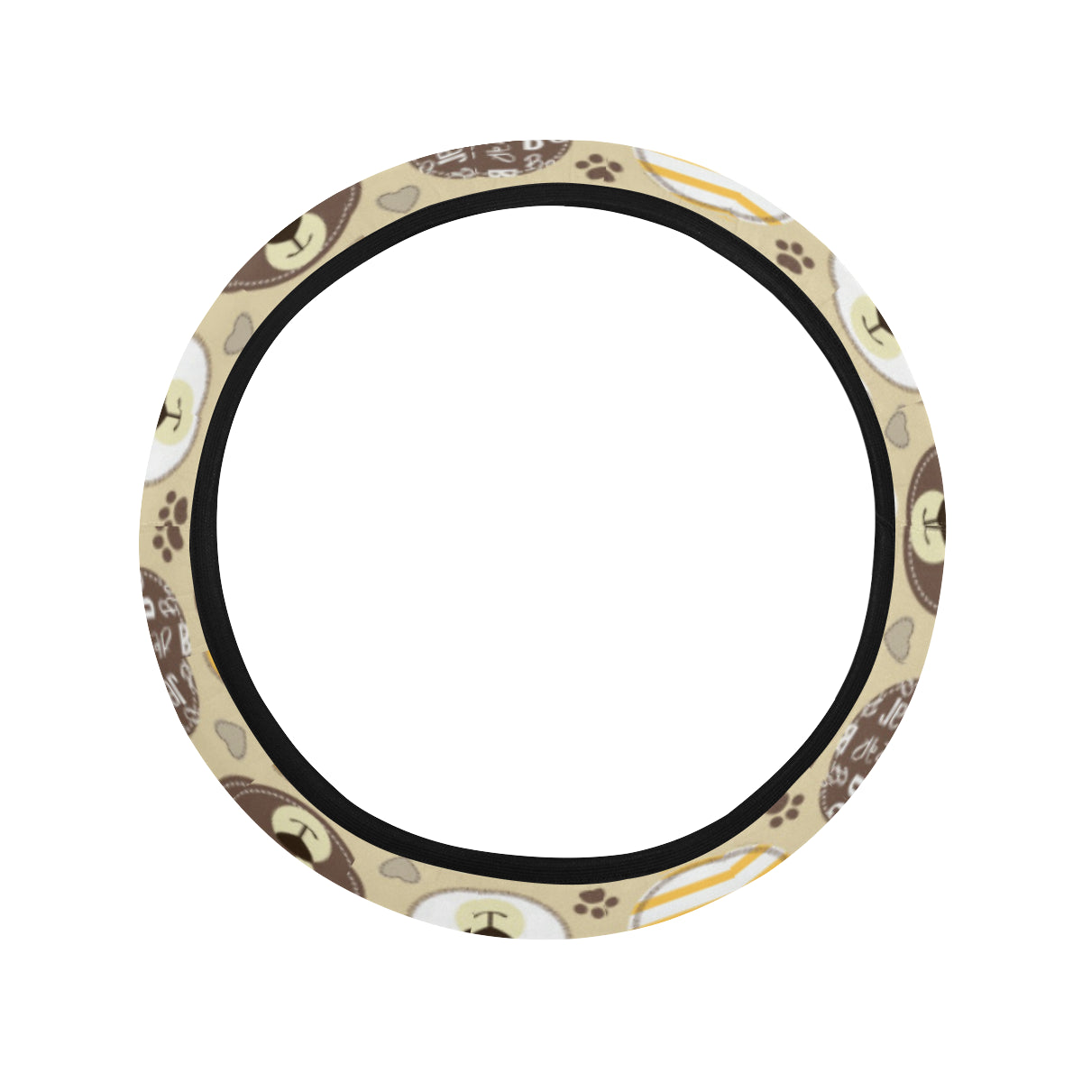 Bear PatchworkPattern Print Design 01 Steering Wheel Cover with Elastic Edge
