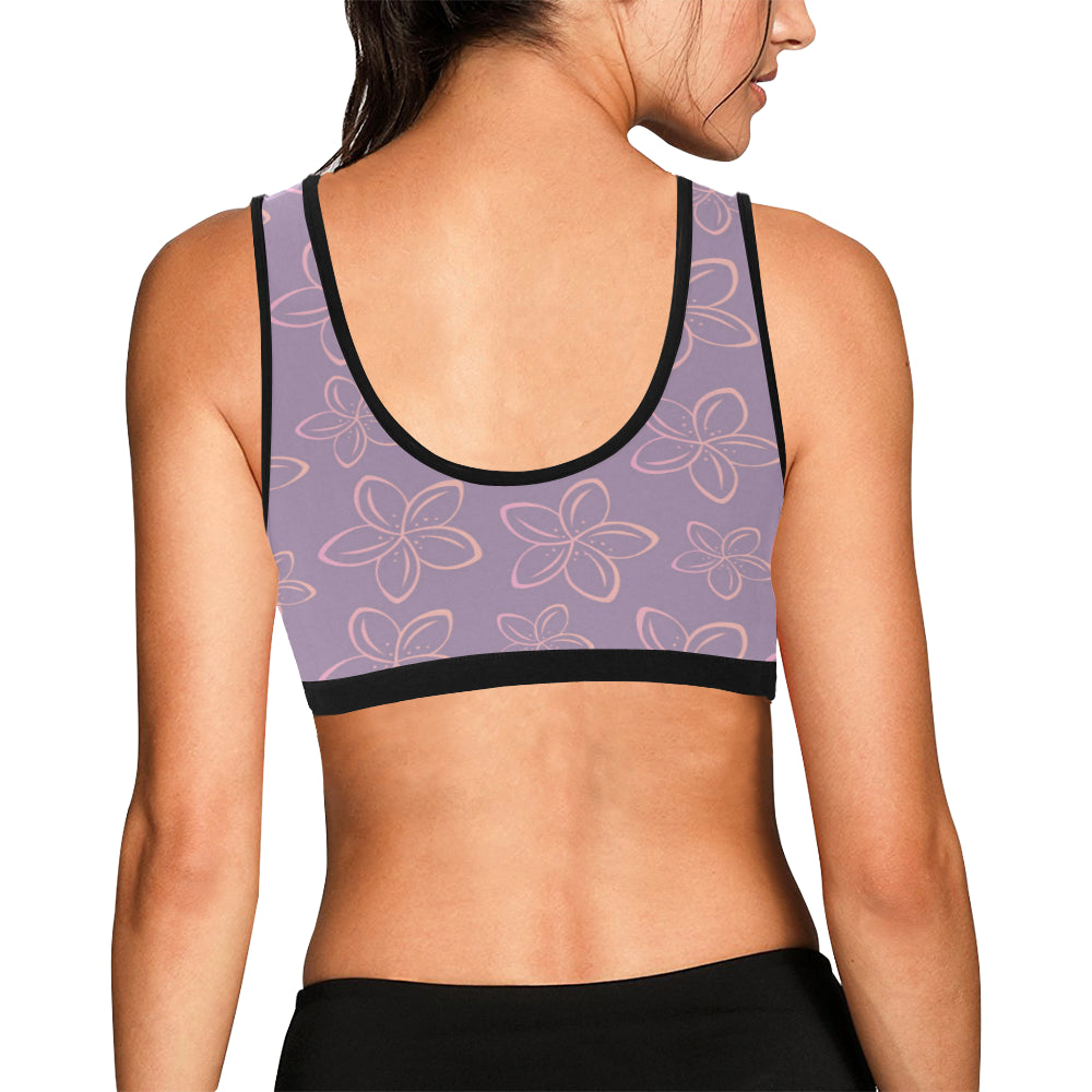 Plumeria Pattern Print Design A01 Sports Bra